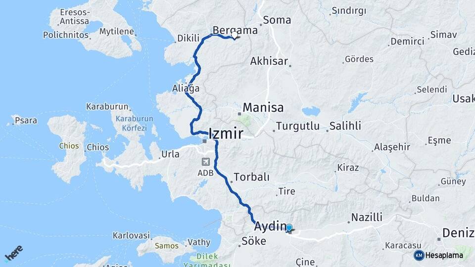 Aydın Kınık İzmir Arası Kaç Km - Yol Haritası