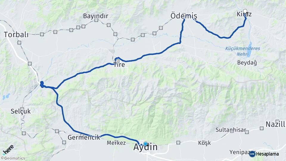 Aydın Kiraz İzmir Arası Kaç Km - Yol Haritası