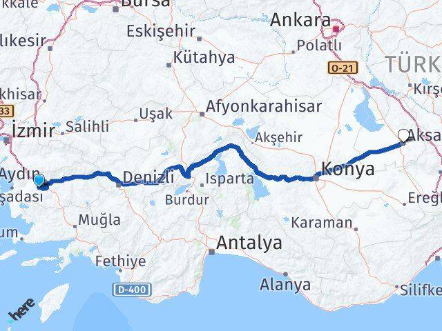 Aydın Koçarlı Aksaray Arası Kaç Km - Yol Haritası
