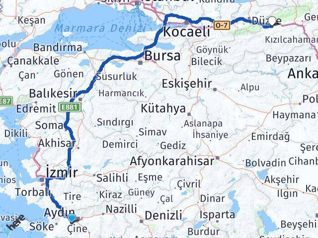 Aydın Koçarlı Bolu Arası Kaç Km - Yol Haritası