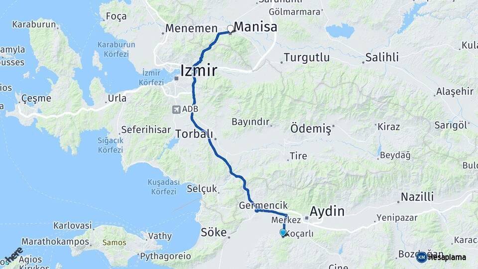 Aydın Koçarlı Manisa Arası Kaç Km - Yol Haritası