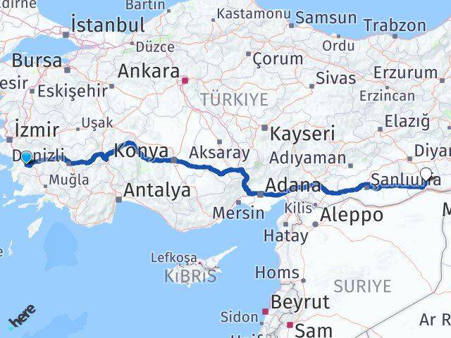 Aydın Koçarlı Mardin Arası Kaç Km - Yol Haritası