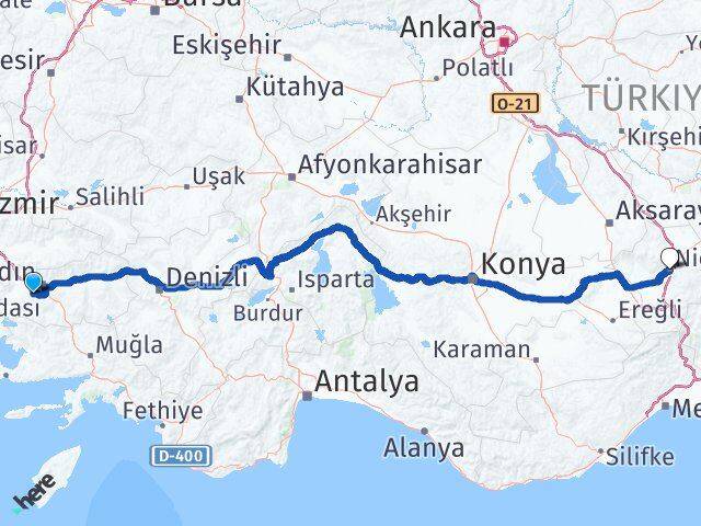Aydın Koçarlı Niğde Arası Kaç Km - Yol Haritası