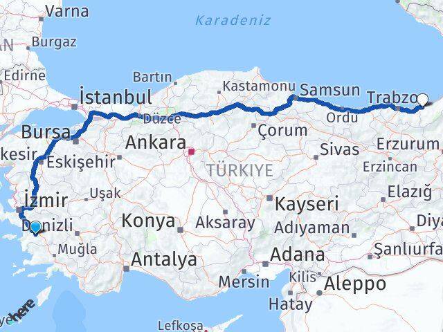 Aydın Koçarlı Rize Arası Kaç Km - Yol Haritası