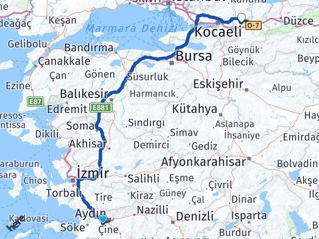 Aydın Koçarlı Sakarya Arası Kaç Km - Yol Haritası