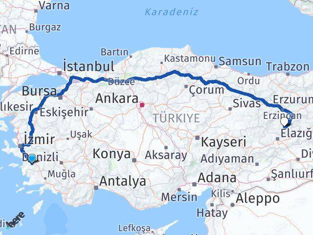 Aydın Koçarlı Tunceli Arası Kaç Km - Yol Haritası