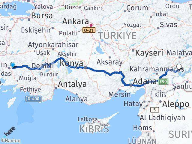 Aydın Köşk Adıyaman Arası Kaç Km - Yol Haritası