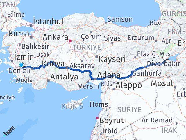 Aydın Köşk Bitlis Arası Kaç Km - Yol Haritası