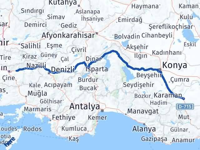 Aydın Köşk Karaman Arası Kaç Km - Yol Haritası