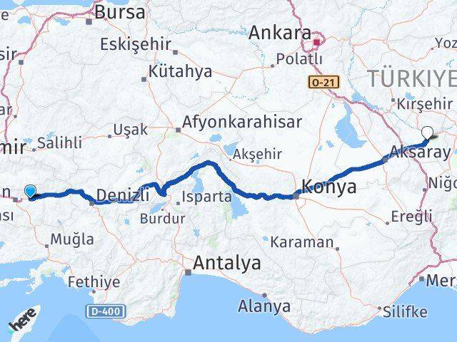 Aydın Köşk Nevşehir Arası Kaç Km - Yol Haritası