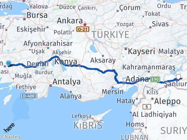 Aydın Köşk Şanlıurfa Arası Kaç Km - Yol Haritası