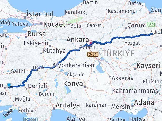 Aydın Köşk Tokat Arası Kaç Km - Yol Haritası