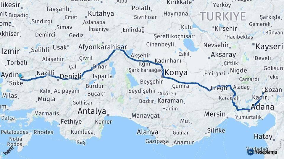 Aydın Kozan Arası Kaç Km - Yol Tarifi