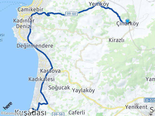 Çınarköy Kuşadası Arası Kaç Km - Yol Tarifi