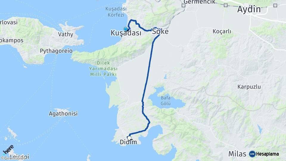 Aydın Kuşadası Didim Arası Kaç Km - Yol Haritası