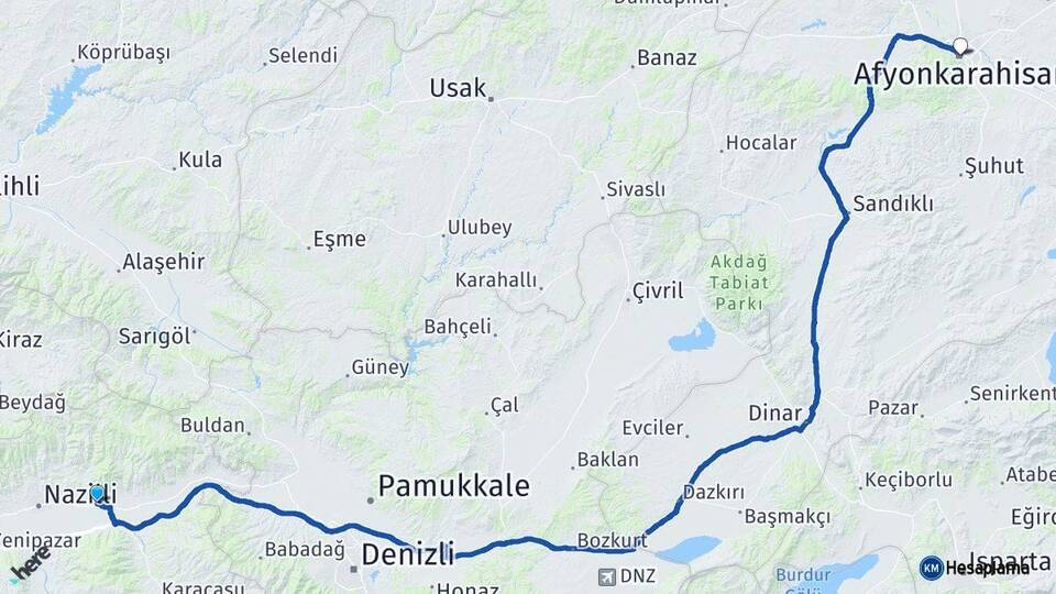 Aydın Kuyucak Afyonkarahisar Arası Kaç Km - Yol Haritası