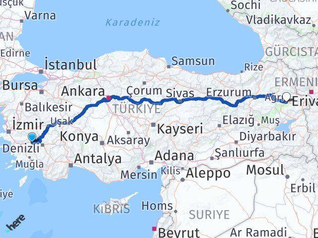 Aydın Kuyucak Ağrı Arası Kaç Km - Yol Haritası