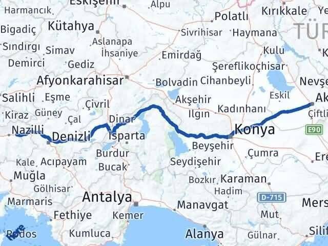 Aydın Kuyucak Aksaray Arası Kaç Km - Yol Haritası