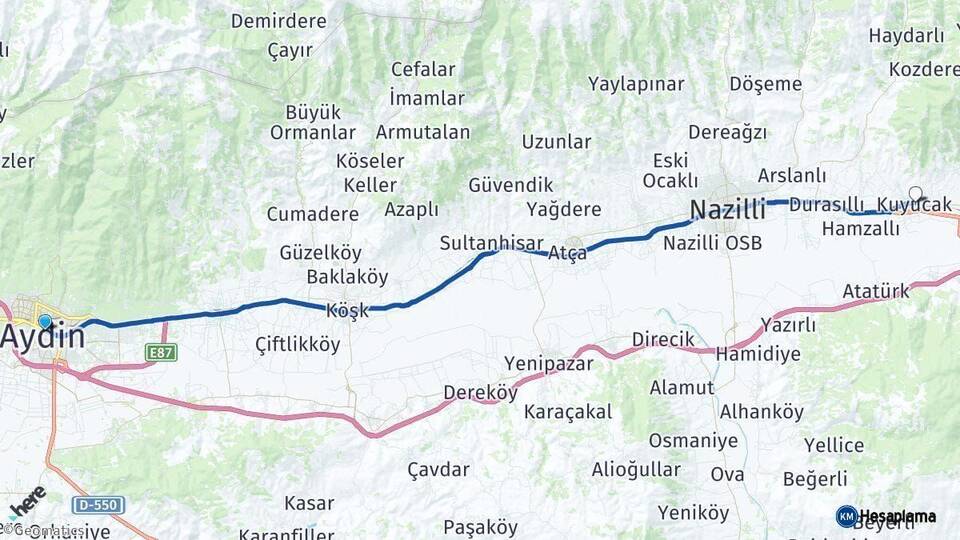 Aydın Kuyucak Arası Kaç Km - Yol Haritası