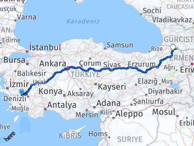 Aydın Kuyucak Ardahan Arası Kaç Km - Yol Haritası