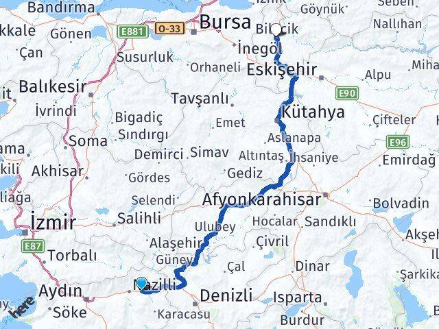 Aydın Kuyucak Bilecik Arası Kaç Km - Yol Haritası