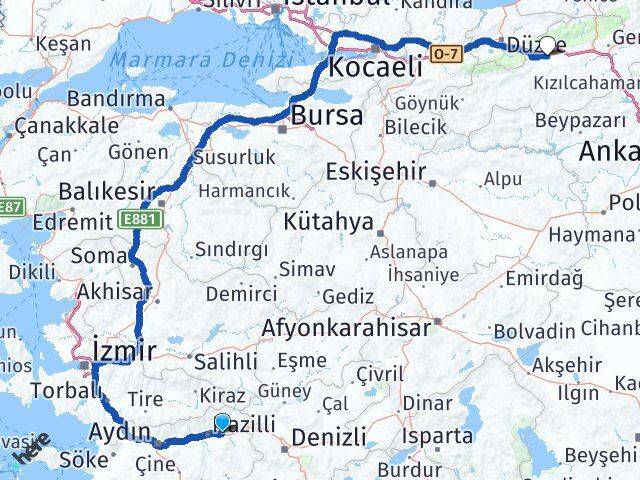 Aydın Kuyucak Bolu Arası Kaç Km - Yol Haritası