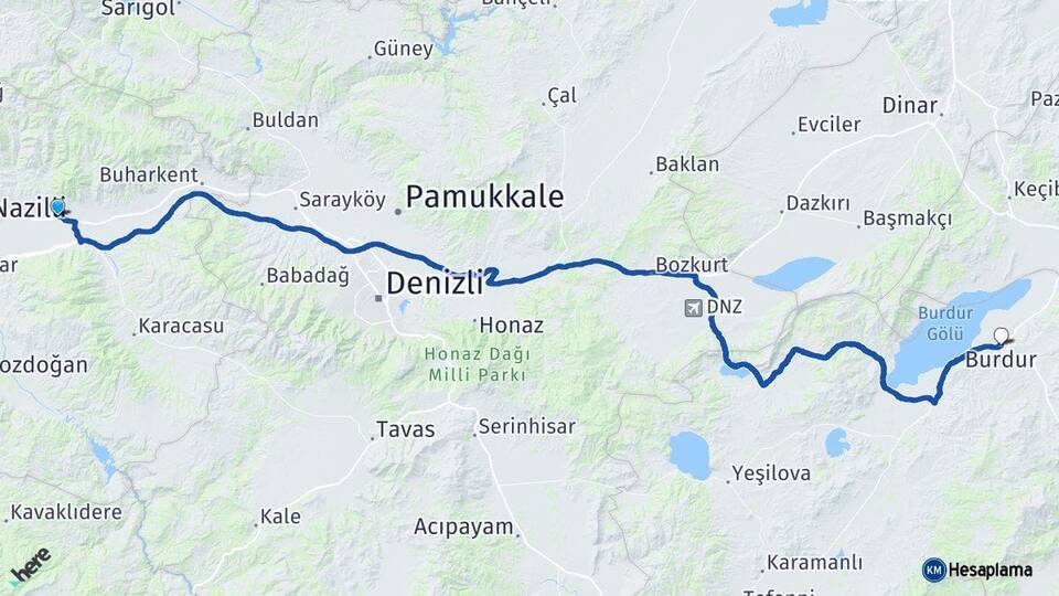 Aydın Kuyucak Burdur Arası Kaç Km - Yol Haritası
