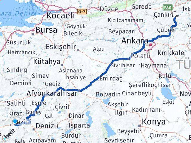 Aydın Kuyucak Çankırı Arası Kaç Km - Yol Haritası