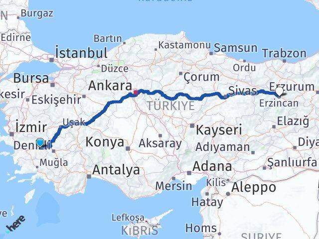 Aydın Kuyucak Erzincan Arası Kaç Km - Yol Haritası
