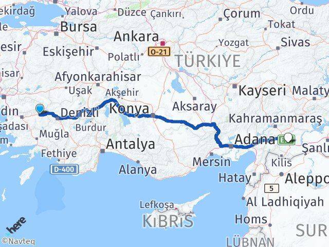Aydın Kuyucak Gaziantep Arası Kaç Km - Yol Haritası