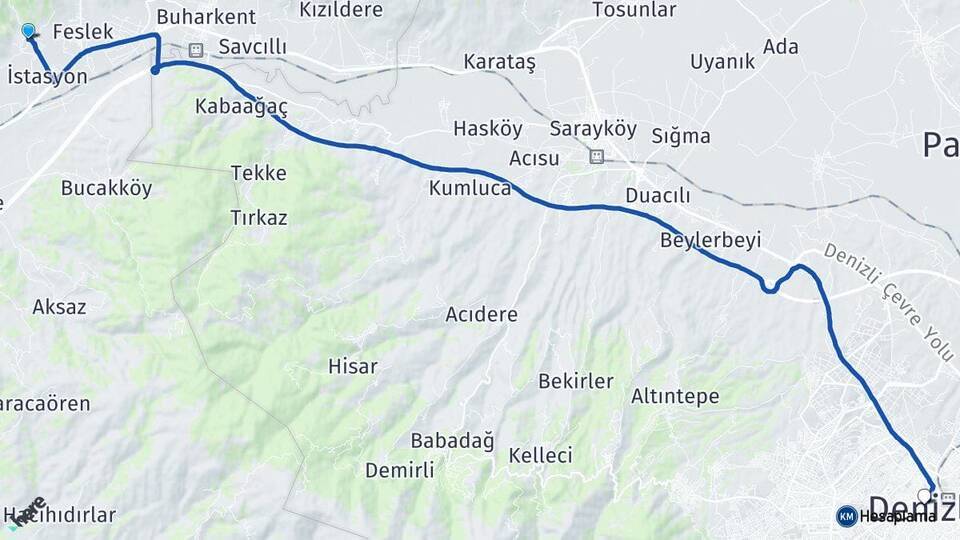 Gencelli Denizli Arası Kaç Km - Yol Tarifi