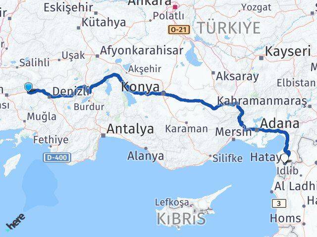 Aydın Kuyucak Hatay Arası Kaç Km - Yol Haritası