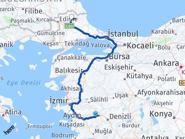 Aydın Kuyucak Kırklareli Arası Kaç Km - Yol Haritası