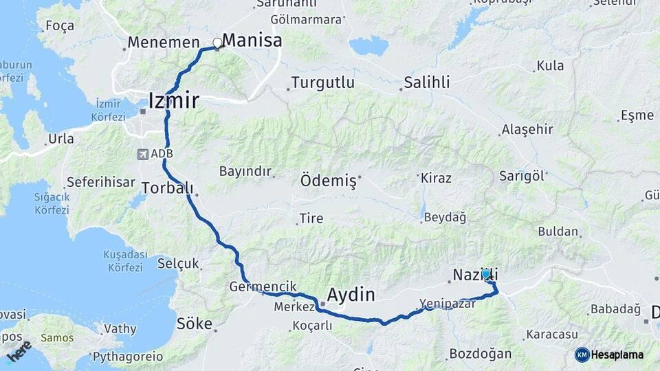 Aydın Kuyucak Manisa Arası Kaç Km - Yol Haritası