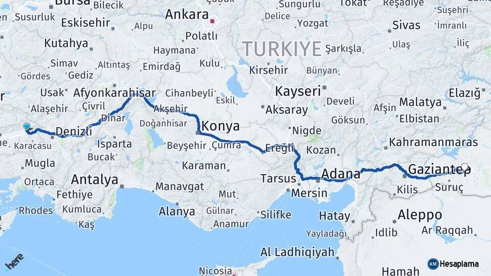 Aydın Kuyucak Şanlıurfa Arası Kaç Km - Yol Haritası
