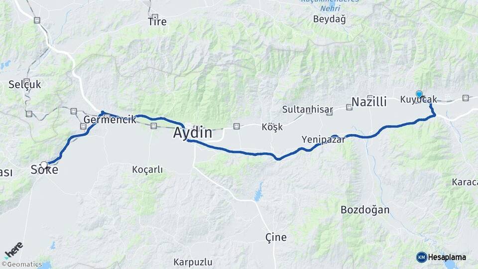 Aydın Kuyucak Söke Arası Kaç Km - Yol Haritası