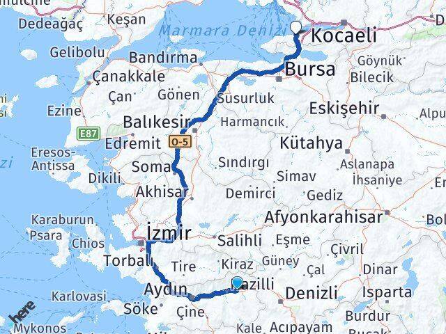 Aydın Kuyucak Yalova Arası Kaç Km - Yol Haritası
