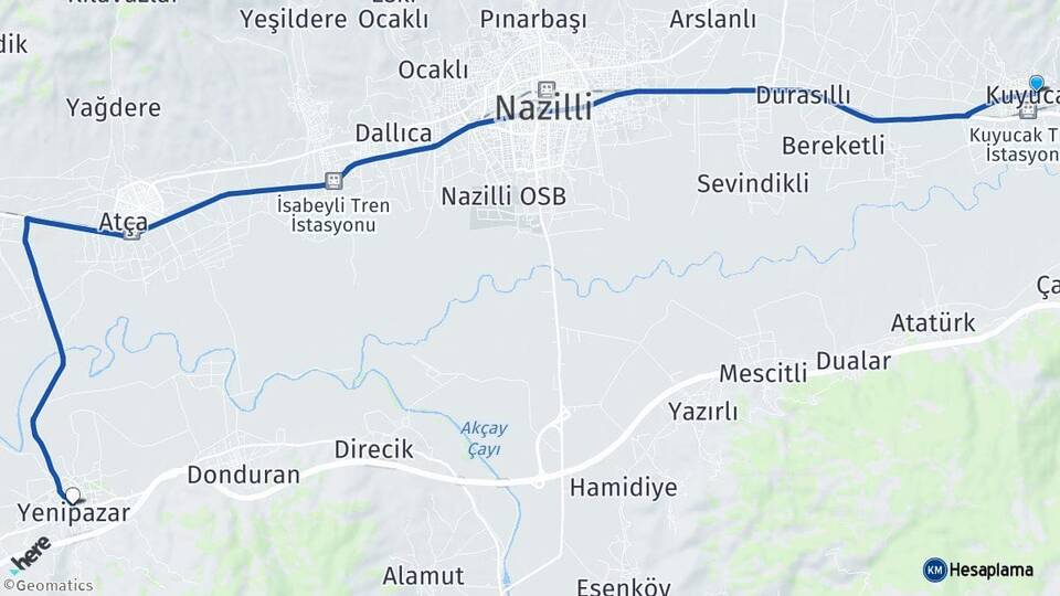 Aydın Kuyucak Yenipazar Arası Kaç Km - Yol Haritası