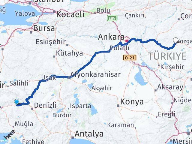 Aydın Kuyucak Yozgat Arası Kaç Km - Yol Haritası