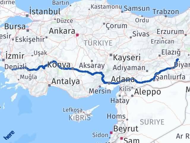 Aydın Lice Diyarbakır Arası Kaç Km - Yol Haritası