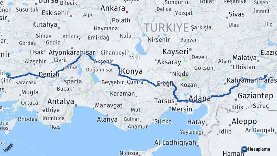 Aydın Menzil Kahta Adıyaman Arası Kaç Km - Yol Haritası