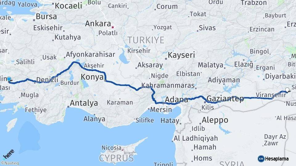 Aydın Midyat Mardin Arası Kaç Km - Yol Haritası