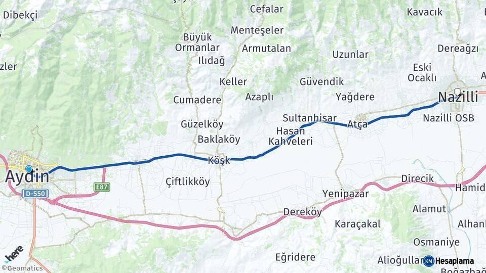 Aydın Nazilli Arası Kaç Km - Yol Haritası