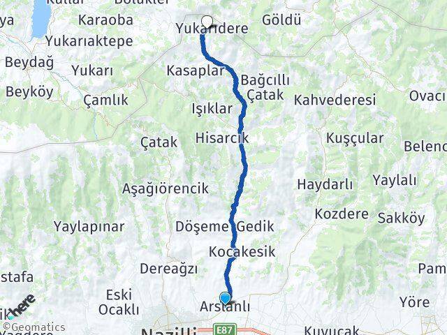 Arslanlı Derebaşı Arası Kaç Km - Yol Tarifi