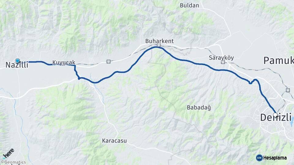 Aydın Nazilli Denizli Arası Kaç Km - Yol Haritası