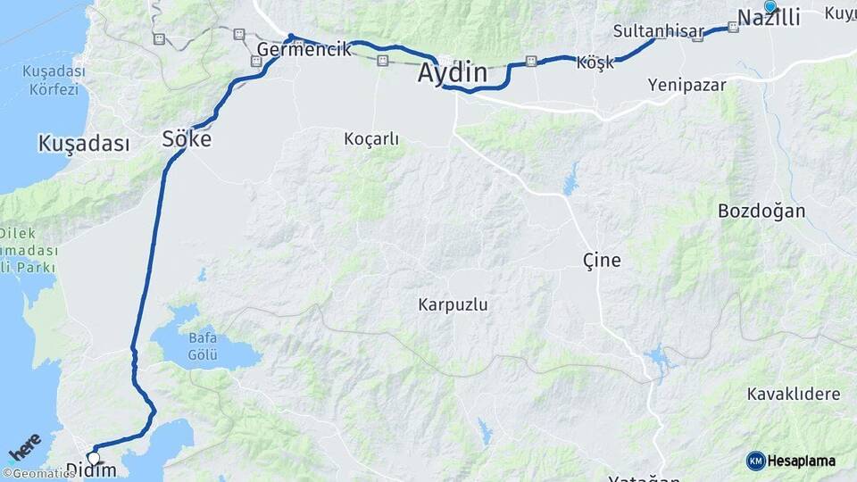 Aydın Nazilli Didim Arası Kaç Km - Yol Haritası