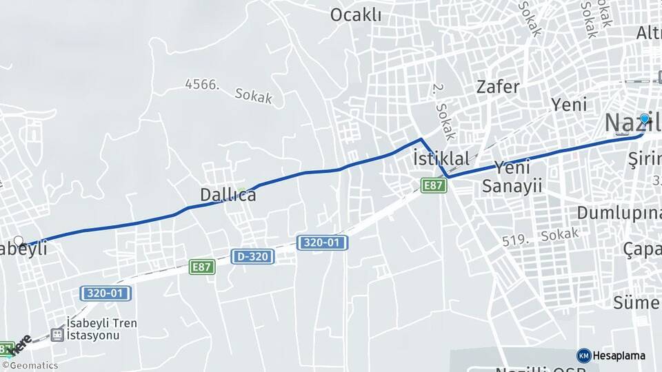Aydın Nazilli İsabeyli Nazilli Arası Kaç Km - Yol Haritası