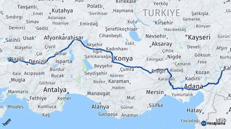 Aydın Nazilli Kahramanmaraş Arası Kaç Km - Yol Haritası
