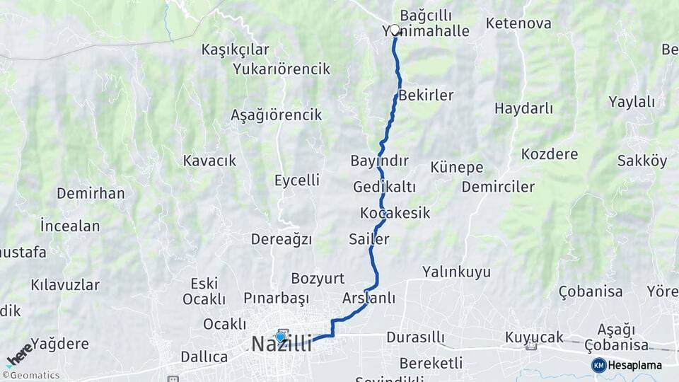 Aydın Nazilli Kızıldere Nazilli Arası Kaç Km - Yol Haritası