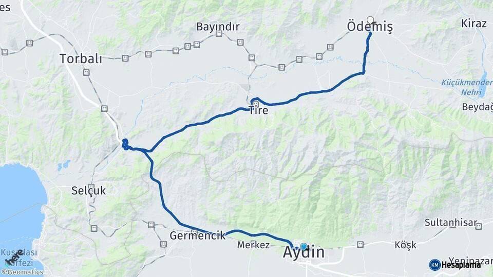 Aydın Ödemiş İzmir Arası Kaç Km - Yol Haritası